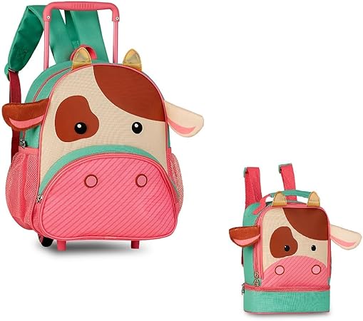 Kit Mochila Rodinha e Lancheira Pets Vaquinha