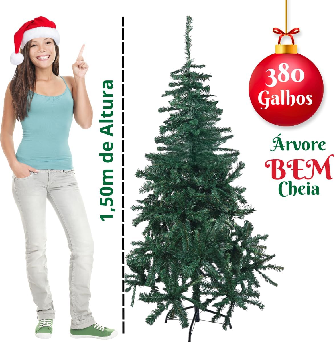 Árvore De Natal Luxo 1,50 Metros 380 Galhos