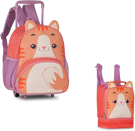 Kit Mochila Rodinha e Lancheira Pets Gatinha