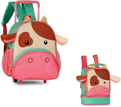 Kit Mochila Rodinha e Lancheira Pets Vaquinha